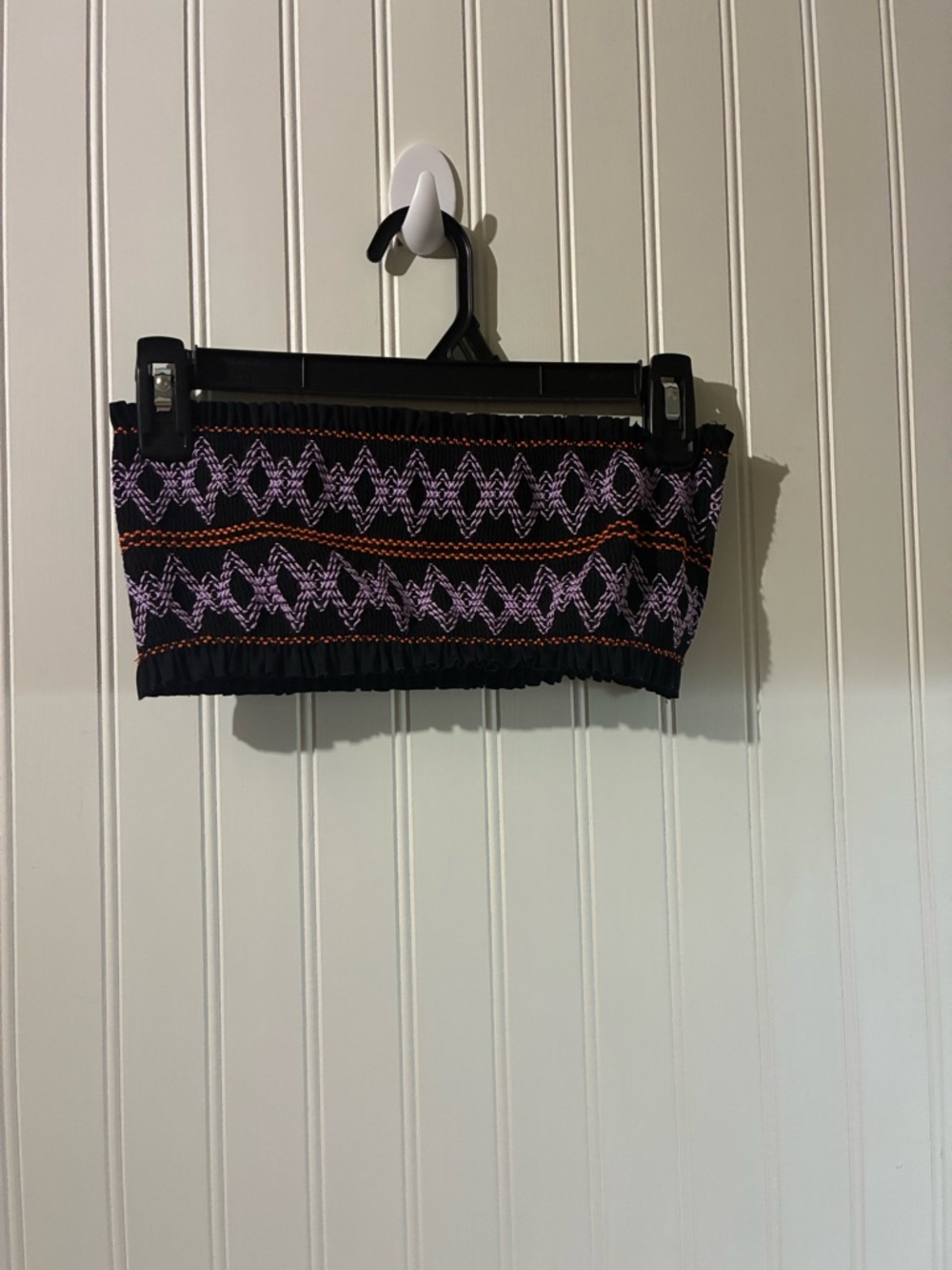 Topshop Black Bandeau Top with Lavender Trim